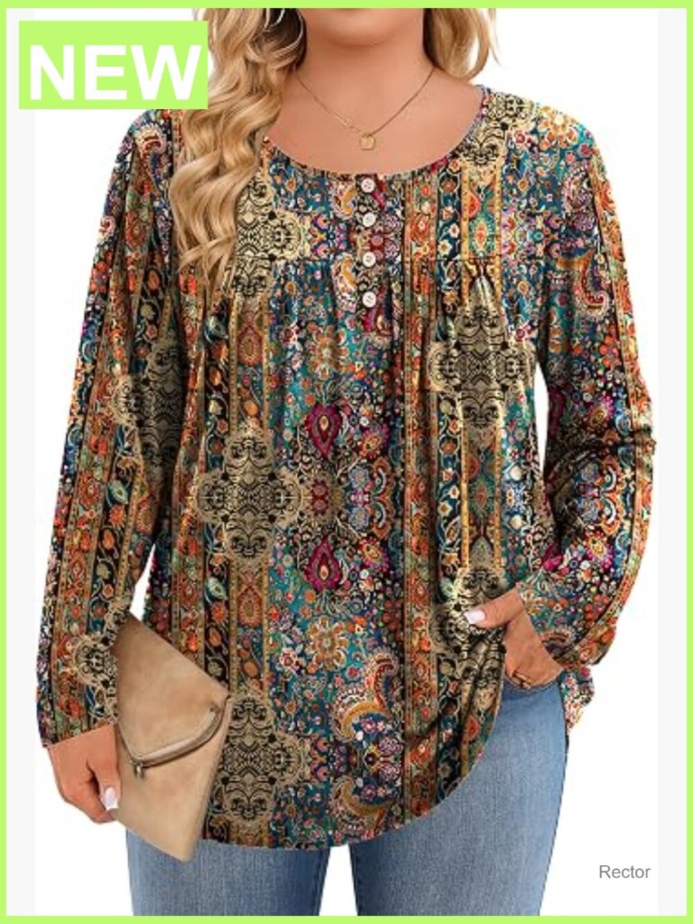 Plus Size Floral Tunic Long Sleeve Blouse Casual Dressy Top for Leggings